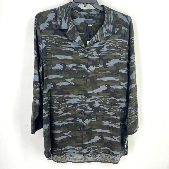 Sanctuary Camo Print Longer Length Tunic Top Shirt Womens Size Medium - Picture 1 of 7